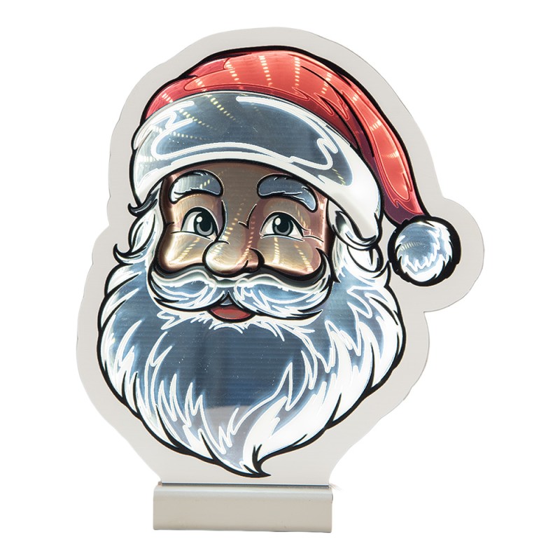 Clayre & Eef Lampe miroir infinity de Noël Père Noël 19x5x22 cm Blanc Plastique