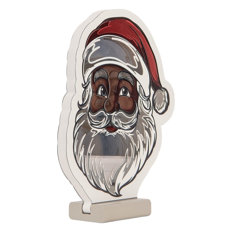 Clayre & Eef Lampe miroir infinity de Noël Père Noël 19x5x22 cm Blanc Plastique