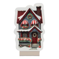 Clayre & Eef Kerst Infinity Spiegel Lamp Huis 13x5x21 cm Rood Kunststof
