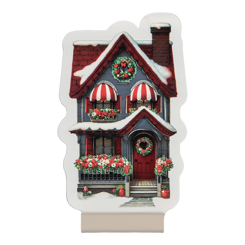Clayre & Eef Kerst Infinity Spiegel Lamp Huis 13x5x21 cm Rood Kunststof