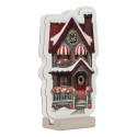 Clayre & Eef Kerst Infinity Spiegel Lamp Huis 13x5x21 cm Rood Kunststof