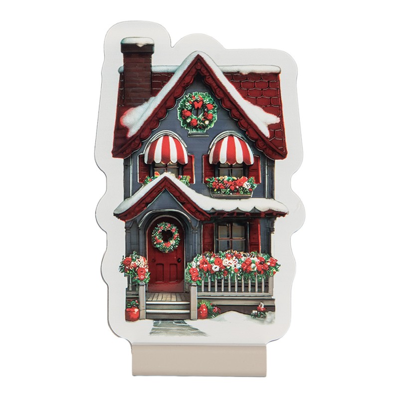 Clayre & Eef Kerst Infinity Spiegel Lamp Huis 13x5x21 cm Rood Kunststof