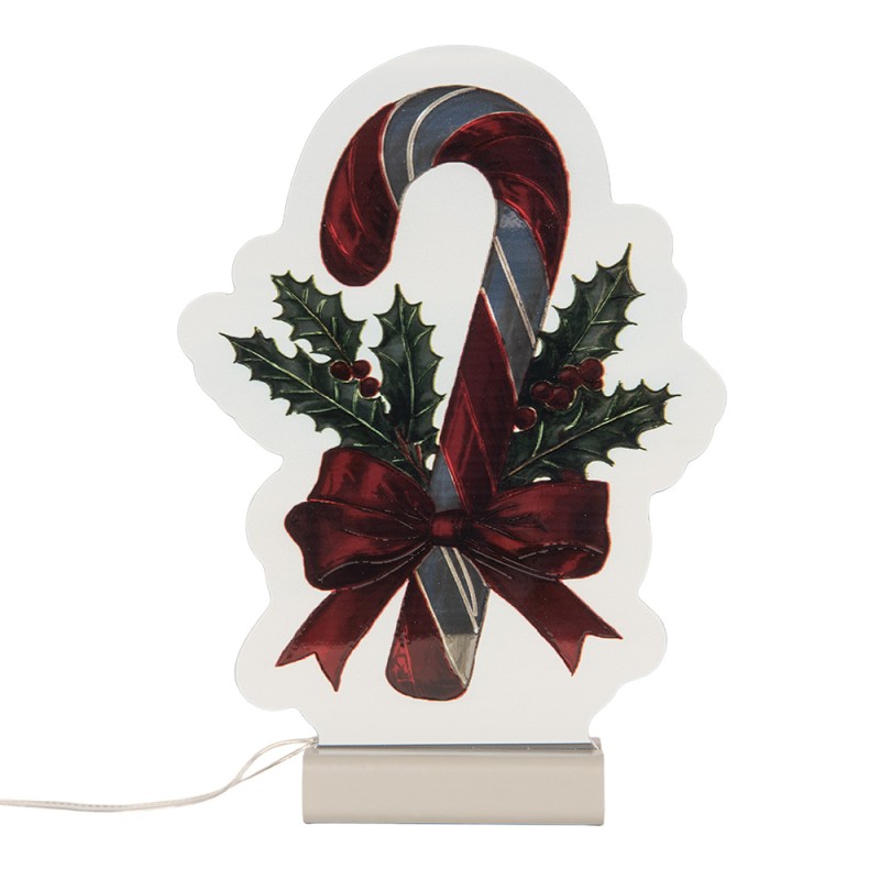 Clayre & Eef Lampe miroir infinity de Noël Canne en sucre d'orge 15x5x21 cm Rouge Plastique