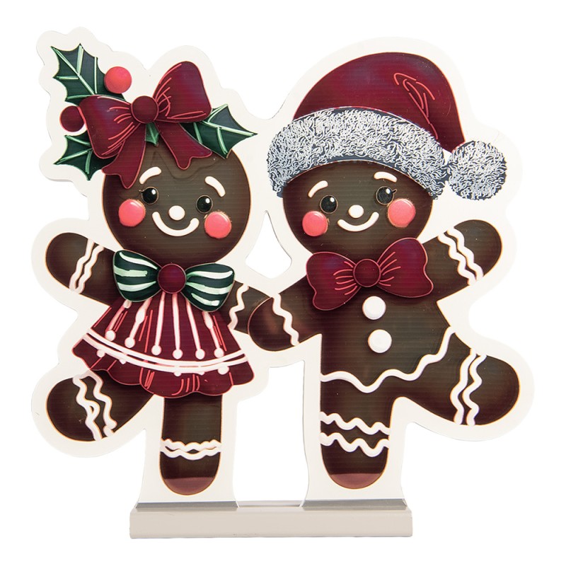 Clayre & Eef Lampe miroir infinity de Noël Bonhomme en pain d‘épice 37x7x37 cm Marron Plastique