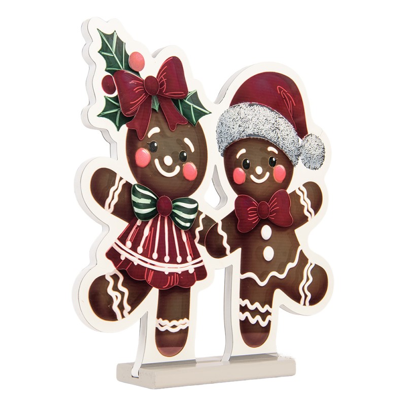 Clayre & Eef Lampe miroir infinity de Noël Bonhomme en pain d‘épice 37x7x37 cm Marron Plastique