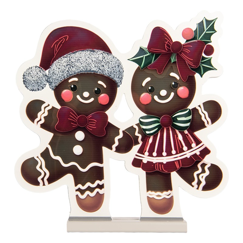 Clayre & Eef Lampe miroir infinity de Noël Bonhomme en pain d‘épice 37x7x37 cm Marron Plastique