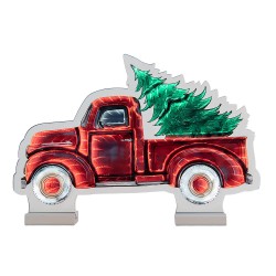 Clayre & Eef Christmas Infinity Mirror Lamp Car 40x5x28 cm Red Plastic