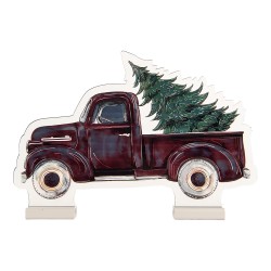 Clayre & Eef Christmas Infinity Mirror Lamp Car 40x5x28 cm Red Plastic