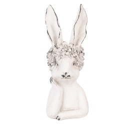 Clayre & Eef Image de décoration Lapin 15x14x35 cm Blanc Plastique