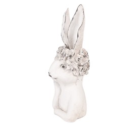 Clayre & Eef Image de décoration Lapin 15x14x35 cm Blanc Plastique