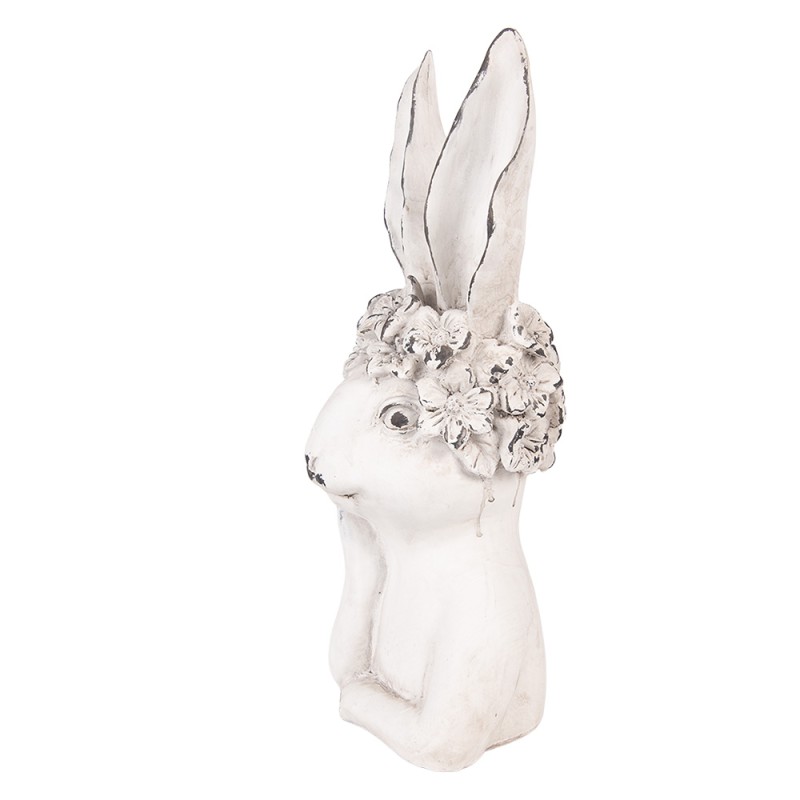 Clayre & Eef Decoratie Beeld Konijn 15x14x35 cm Wit Kunststof