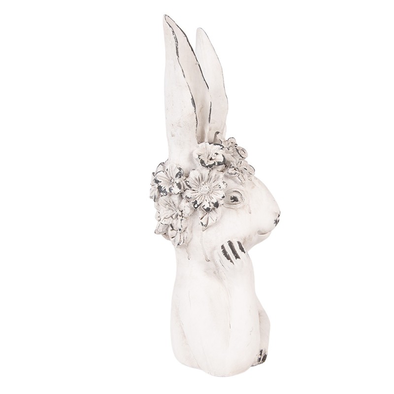 Clayre & Eef Decoratie Beeld Konijn 15x14x35 cm Wit Kunststof