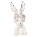 Clayre & Eef Decoratie Beeld Konijn 21x17x45 cm Wit Kunststof