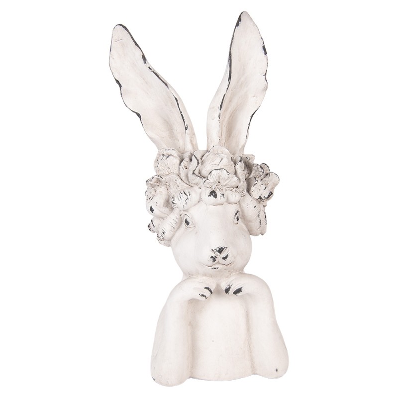 Clayre & Eef Decoratie Beeld Konijn 21x17x45 cm Wit Kunststof