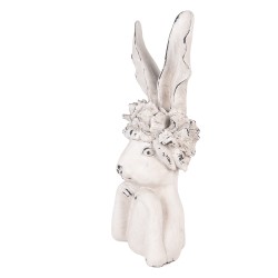 Clayre & Eef Image de décoration Lapin 21x17x45 cm Blanc Plastique