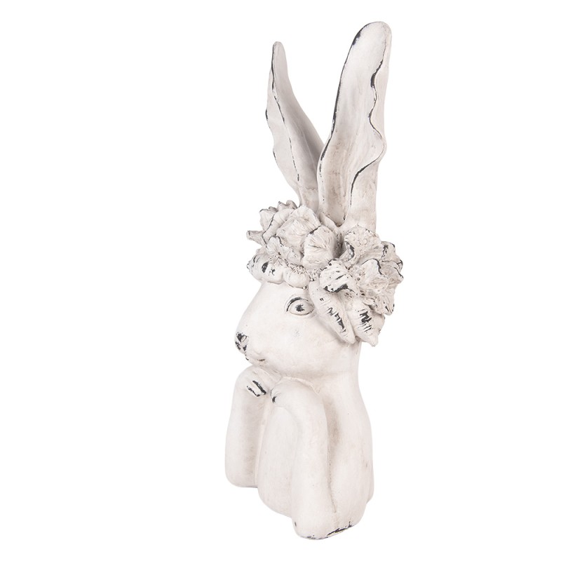 Clayre & Eef Decoratie Beeld Konijn 21x17x45 cm Wit Kunststof