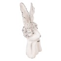 Clayre & Eef Decoratie Beeld Konijn 21x17x45 cm Wit Kunststof