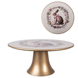 Clayre & Eef Vassoio per torte su piede Ø 22x10 cm Beige Plastica