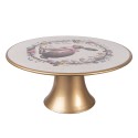 Clayre & Eef Vassoio per torte su piede Ø 22x10 cm Beige Plastica