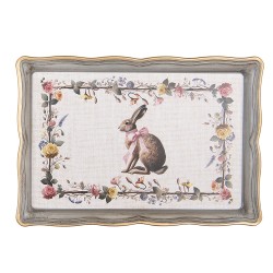 Clayre & Eef Tablett 31x22x2 cm Beige Kunststoff