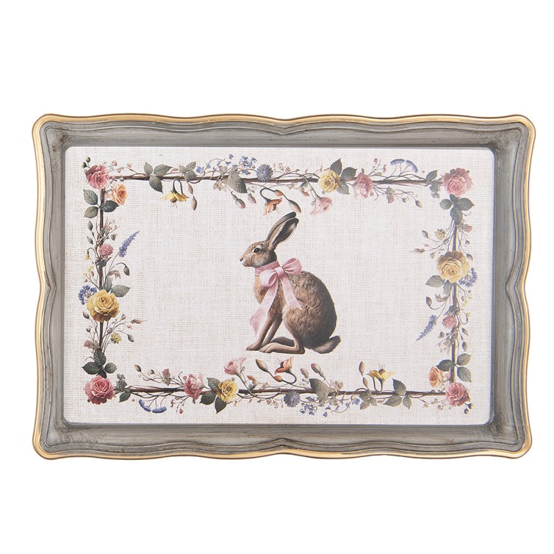 Clayre & Eef Tablett 31x22x2 cm Beige Kunststoff