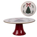 Clayre & Eef Vassoio per torte su piede Ø 22x10 cm Beige Plastica