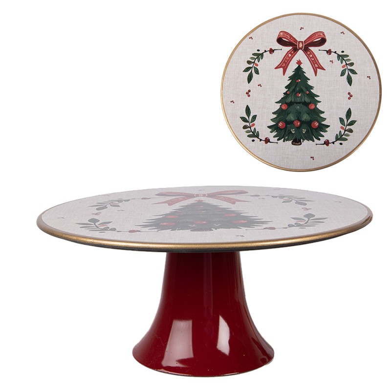 Clayre & Eef Vassoio per torte su piede Ø 22x10 cm Beige Plastica