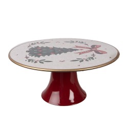 Clayre & Eef Vassoio per torte su piede Ø 22x10 cm Beige Plastica