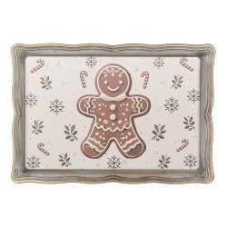 Clayre & Eef Tablett 31x22x2 cm Beige Kunststoff