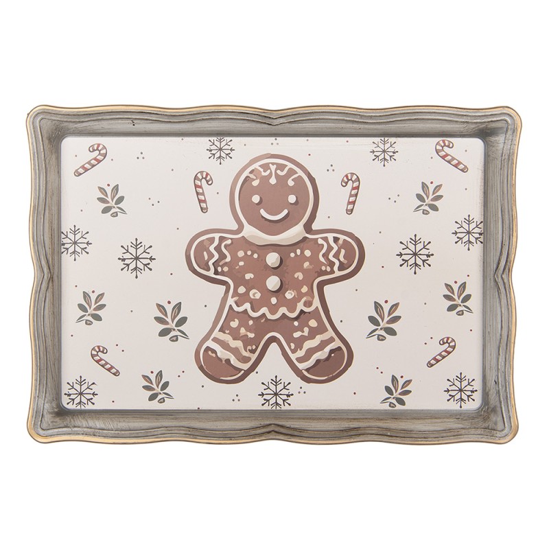 Clayre & Eef Tablett 31x22x2 cm Beige Kunststoff