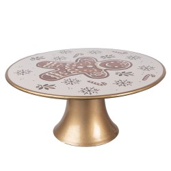 Clayre & Eef Vassoio per torte su piede Ø 22x10 cm Beige Plastica