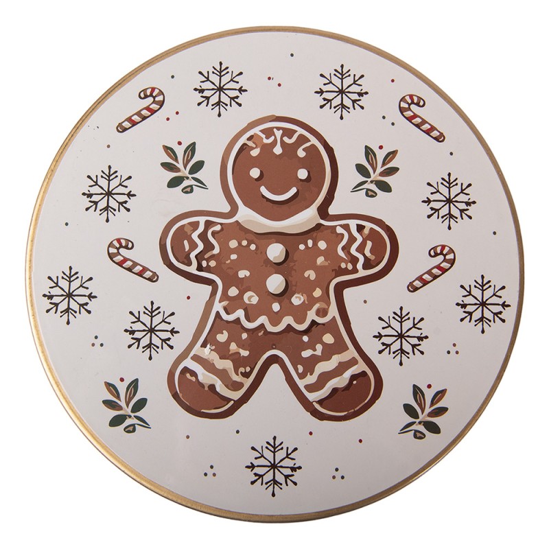 Clayre & Eef Vassoio per torte su piede Ø 22x10 cm Beige Plastica