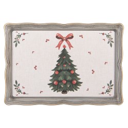 Clayre & Eef Tablett 31x22x2 cm Beige Kunststoff