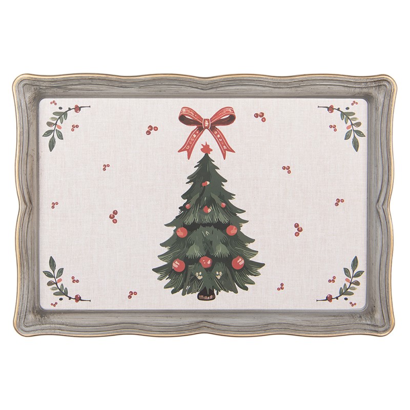 Clayre & Eef Tablett 31x22x2 cm Beige Kunststoff