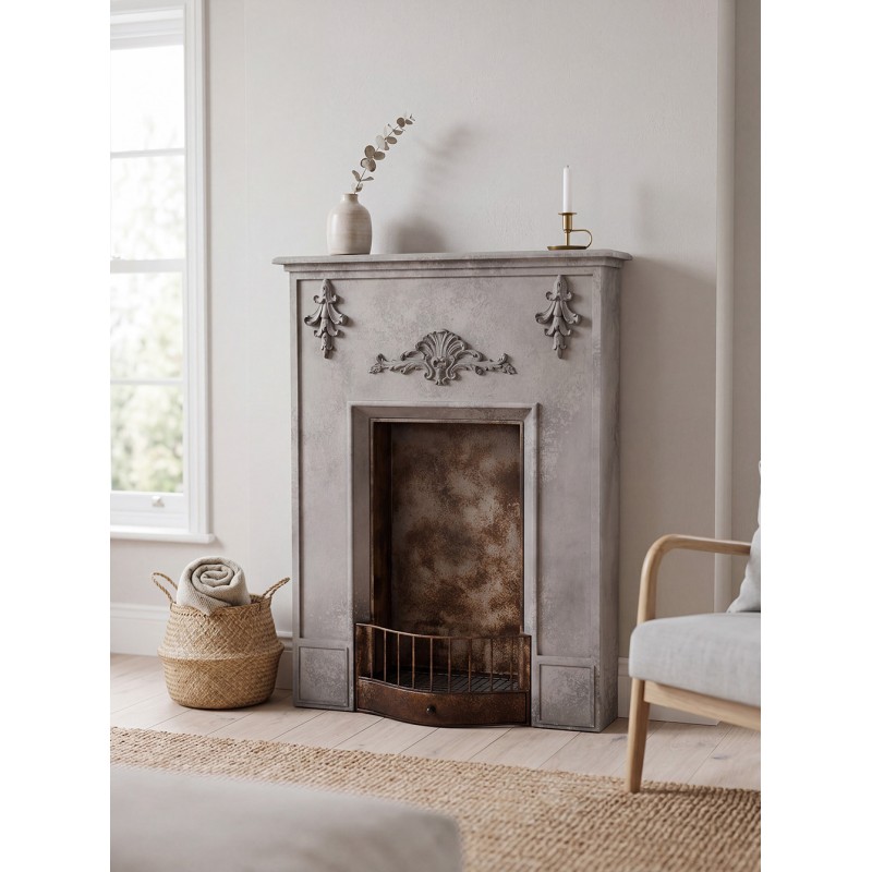 Clayre & Eef Fireplace Surround 86x17x120 cm Grey Wood