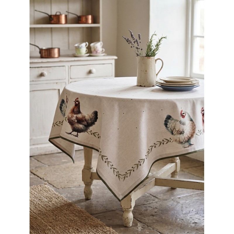 Clayre & Eef Tablecloth 100x100 cm Beige Cotton