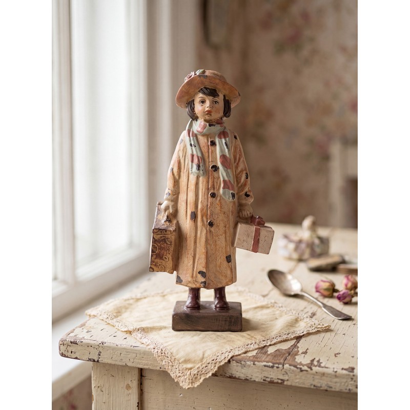 Clayre & Eef Decoratie Beeld Kind 14x9x27 cm Bruin Kunststof