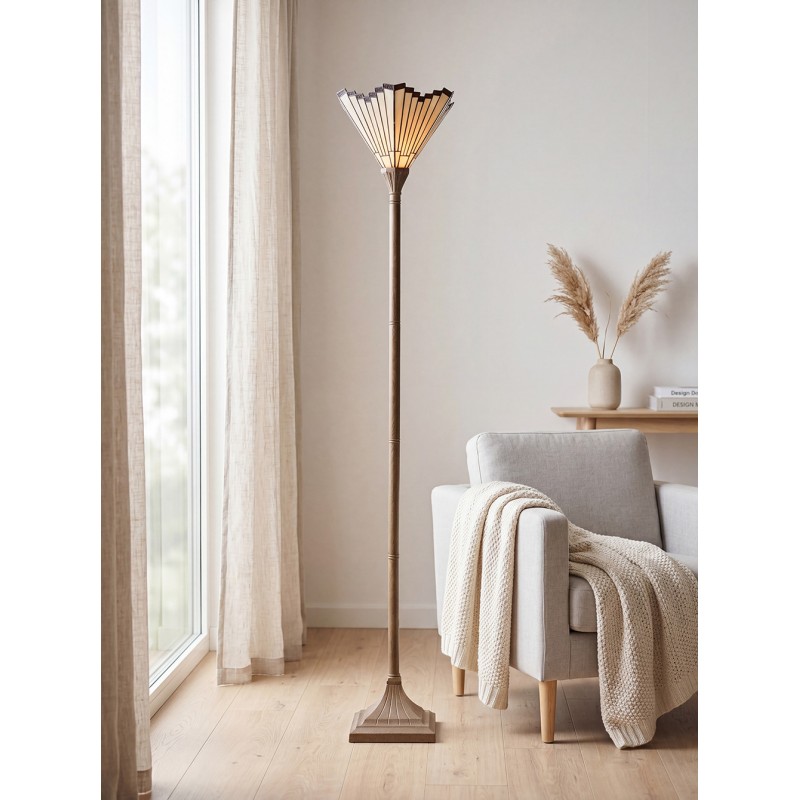 Lumilamp Tiffany Vloerlamp 37x37x183 cm Goudkleurig Polyresin