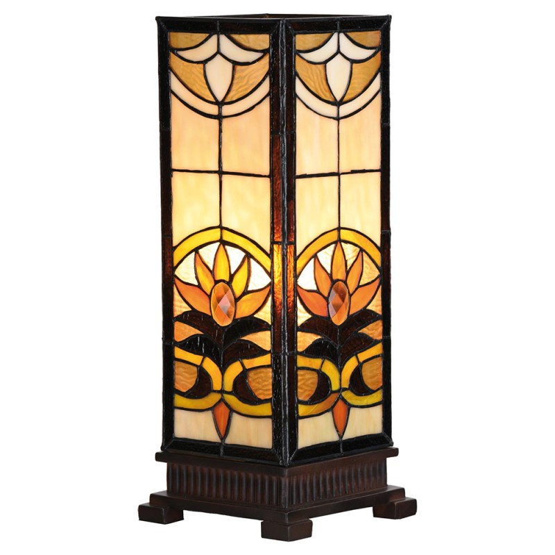 Lumilamp Lampada da tavolo Tiffany 18x18x45 cm Beige Marrone Vetro
