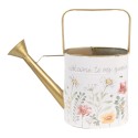 Clayre & Eef Arrosoir de décoration 34x12x32 cm Blanc Métal Fleurs