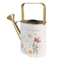 Clayre & Eef Arrosoir de décoration 34x12x32 cm Blanc Métal Fleurs