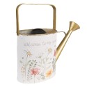 Clayre & Eef Arrosoir de décoration 34x12x32 cm Blanc Métal Fleurs