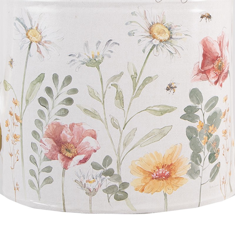 Clayre & Eef Arrosoir de décoration 34x12x32 cm Blanc Métal Fleurs