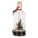 Clayre & Eef Christmas Decoration with LED Lighting and Music Bottle Ø 12x30 cm / 3xAA Green Plastic