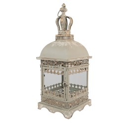 Clayre & Eef Lanterne 20x20x51 cm Gris Vert Métal