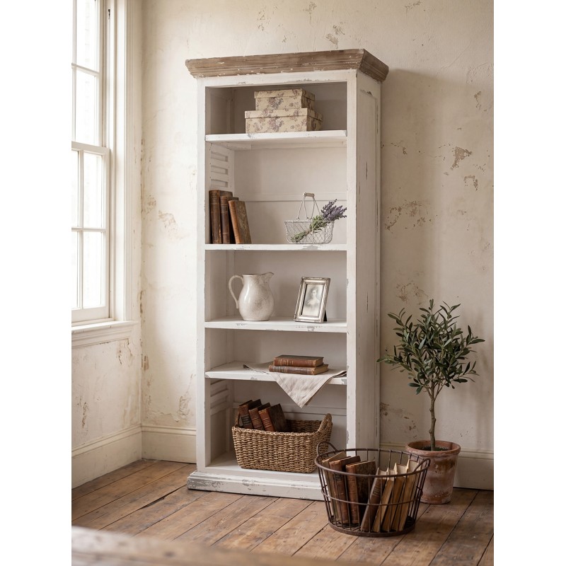 Clayre & Eef Boekenkast Verstelbare Planken 80x36x195 cm Wit Hout