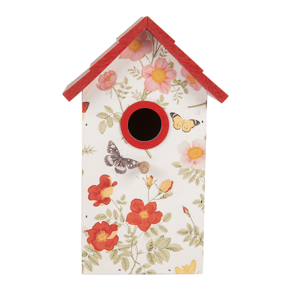 Clayre & Eef Vogelhuis 15x10x22 cm Wit Hout afbeelding