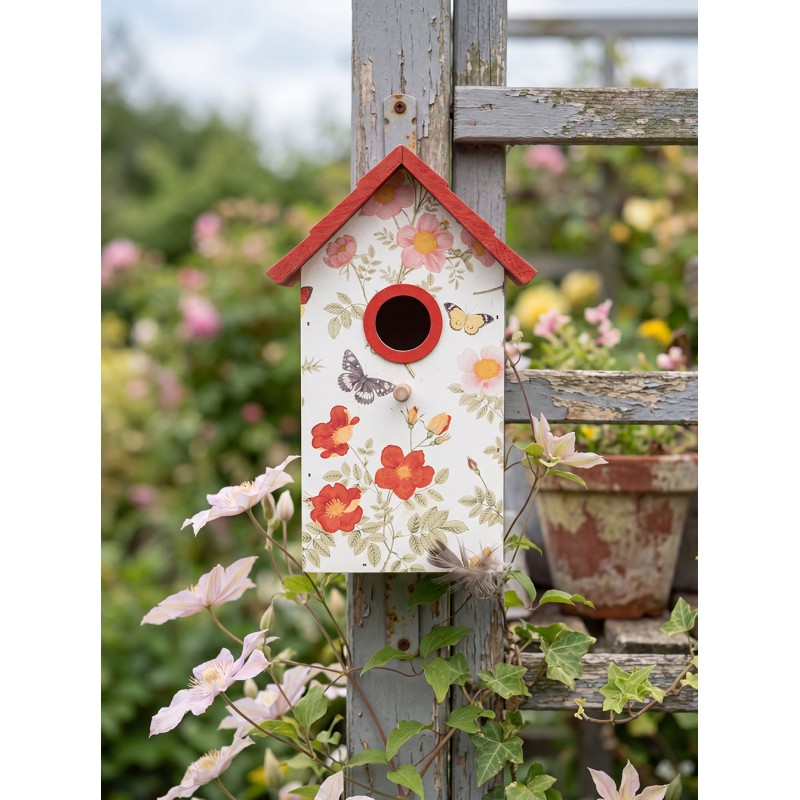 Clayre & Eef Casette per uccelli 15x10x22 cm Bianco Legno