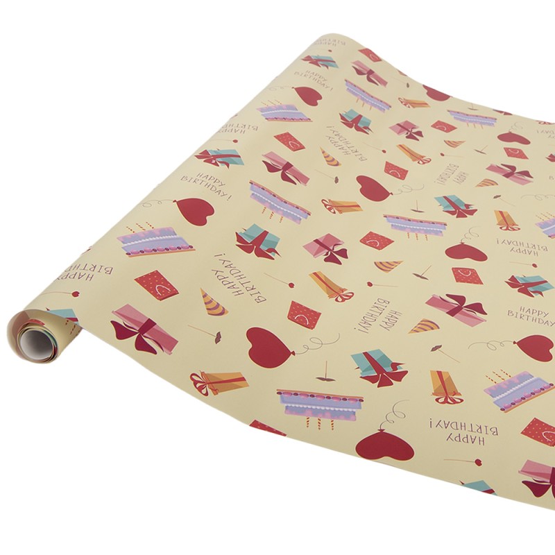 Clayre & Eef Papier cadeau 3 rouleaux 50x75 cm Jaune Papier