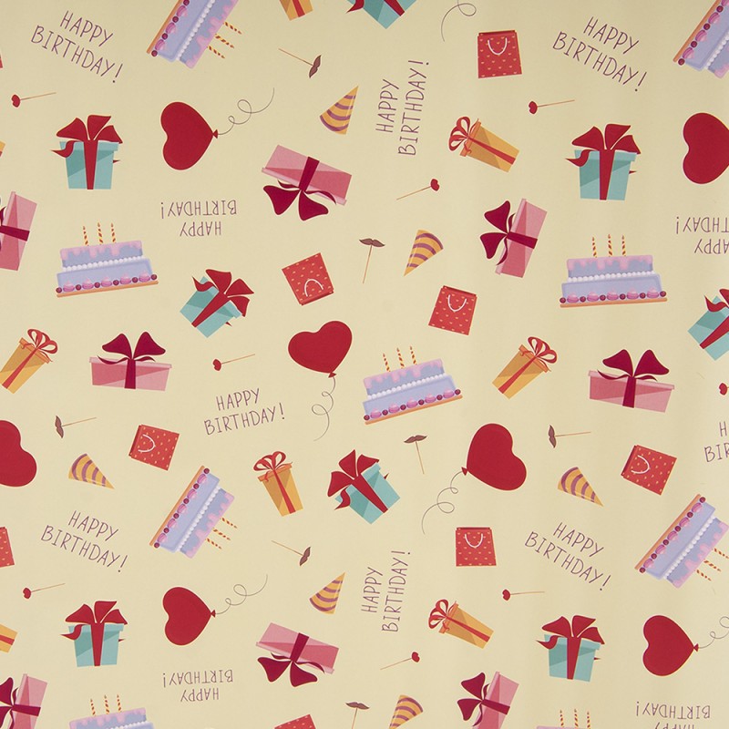 Clayre & Eef Papier cadeau 3 rouleaux 50x75 cm Jaune Papier